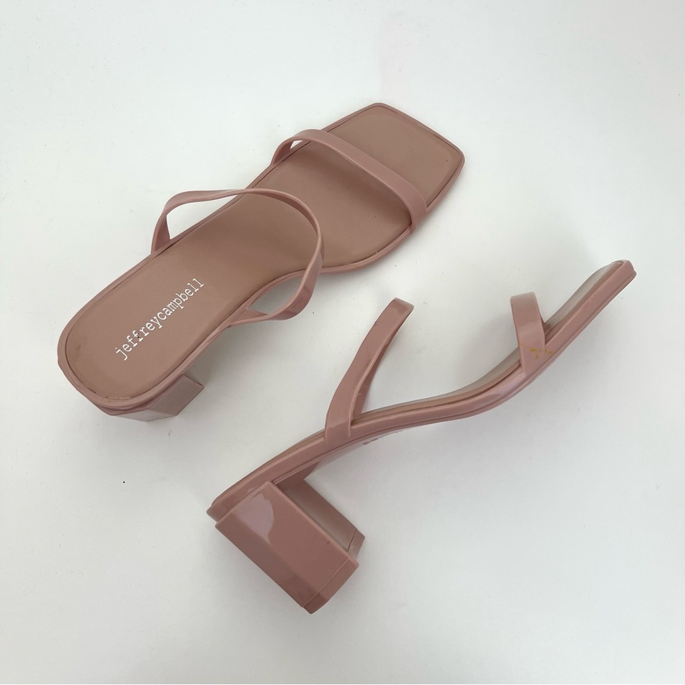 Jeffrey Campbell Jamm-3 Jelly Slide Nude Neutral Square Toe Sandals or Heels 9